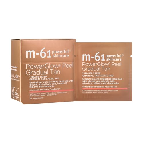 m-61 PowerGlow Peel Gradual Tan | Exfoliating Facial Peel, Build A Streak-Free Radiant Glow