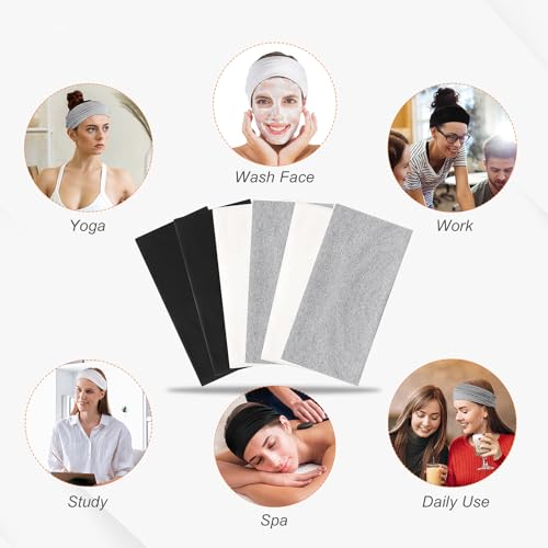 6 Pack Wide Headbands for Women, 9.3x4.7inch Cotton Stretchy Headband Large Sports Head Bands Stocking Stuffers for Women Girls