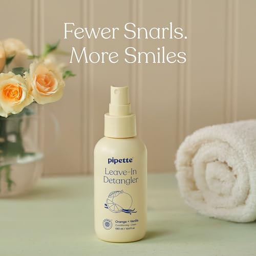 Pipette Leave-In Hair Detangler - Silicone-free Kids Detangling Spray - 100% Plant-Derived Nourishing Squalane - Orange + Vanilla Aroma, ALL Hair Types & Textures, 4.4 fl oz