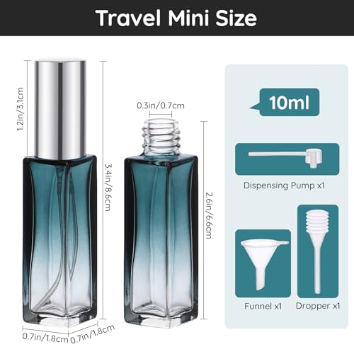 Segbeauty Glass Perfume Bottle Set, 5 Pack of 10ML Mini Travel Atomizer Sprayer for Perfume, Empty Refillable Press Pump Bottle Cologne Dispenser Perfume Spray Bottles Sample Case Travel Essential