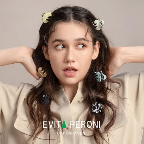 EVITA PERONI Small Hair Clips, Mini Hair Clip for Hair, Little Tiny Claw Clips for Women Girls, Caramel Brown