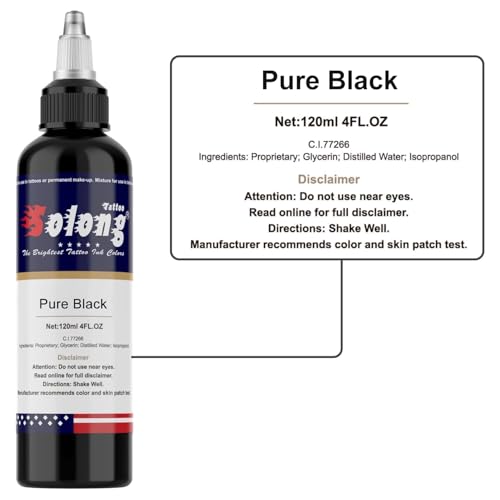 Tattoo Ink Black Tattoo Ink 3.4oz(100ml) Black Ink Tattoo for Shading and Lining Smooth Consistent Pigment Professional Tattoo Inks