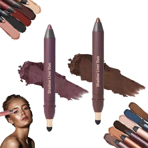 Rocino Perfect Color Duo-Shadow Liner 2-in-1 Eyeliner & Eyeshadow, Plum Eyeshadow Stick, Waterproof,Long-Lasting & Smudge-Proof Wear,Smooth, Smokey Eyes in 3 Minutes Effortless Finish(SMOLDER+TEMPT)