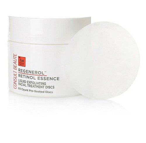 Consult Beaute - Regenerol - Retinol Exfoliating Facial Treatment Discs - Micro Exfoliation for Face - Smoother Skin - 60 Disposable Wipes