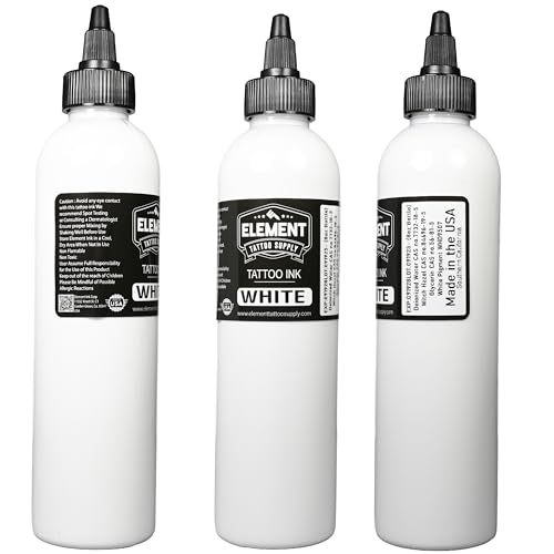Element Tattoo Supply Black and White Tattoo Ink Set 8oz Professional Set for Human Skin Tattooing Mixing Outlining Highlight