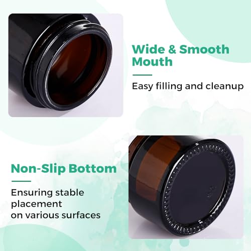 Jarsoph 1OZ Amber Glass Jars with lids, 36 Pack Empty Cosmetic Jars, Refillable Airtight Wide Mouth Container for DIY, Sample, Cream, Lotion, Candle Making, Powder, Cosmetic
