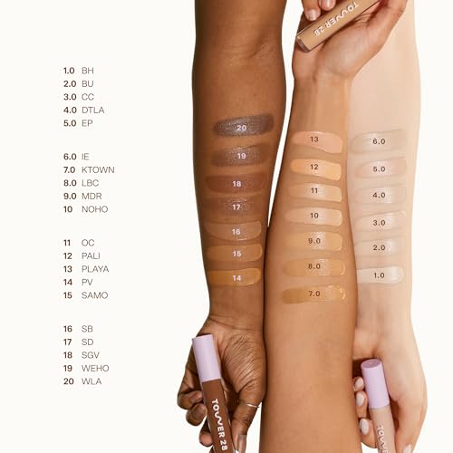 Tower 28 Beauty Swipe Serum Concealer - Hydrating Buildable Medium-Coverage Concealer with Skincare Benefits for Sensitive Skin - Shade 4.0 DTLA, Light with Cool Undertones, 0.22 Fl Oz