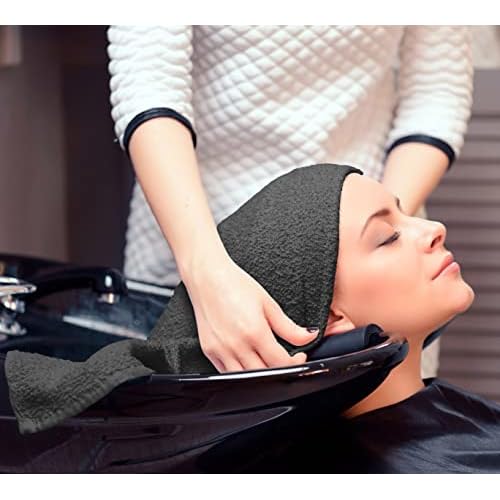 Towel and Linen Mart Grey Salon Towels, Pack of 12 (Not Bleach Proof, 16 x 27 Inches) Highly Absorbent Towels for Hand, Salon, Gym, Beauty, Spa, and Home Hair Care (Grey) 12 Pack