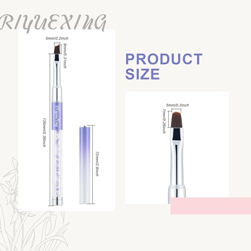 2PCS Nail Art Clean Up Brushes - Flat/Angled Nail Brushes for Cleaning Polish Mistakes on the Cuticles, Brushes for Nail Art and Designs Painting DIY