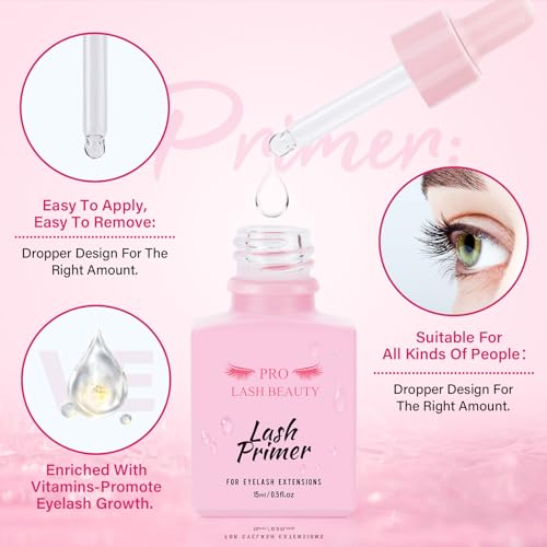 Lash Bonder Lash Primer for Eyelash Extensions Kit Longer Retention Glue Accelerator Lash Sealant Eyelash Bonder Primer 2 IN 1 Pre-Treatment for Professional Lash Extension (15ml+15ml)