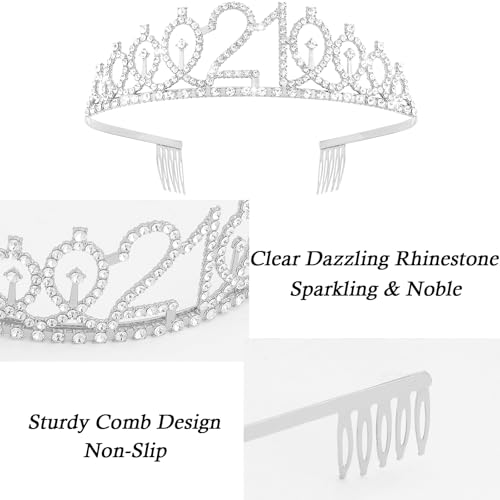 Sliver Crown Princess Tiara Headband Crystal Tiaras for Party Hair Accessories - 21st Birthday Gifts for Her