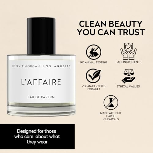 OCTAVIA MORGAN L¡¯AFFAIRE Eau De Parfum - Sweet Fragrance with Jasmine, Saffron, Vegan Ambergris & Cedarwood for A Floral-Sweet Signature- Explore Women's Fragrances Awakening Confidence & Memory- 50ML