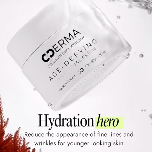CDERMA Anti-Aging Face Cream Fights Wrinkles, Firming & Hydrating Moisturizer with Dual Hylauronic Acid For Dry Skin, Sensitive Skin, Aging Skin Made in France, 1.76 fl oz