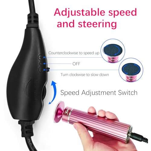 5.3'' Electric Foot Callus Remover with 80pcs Sandpaper Discs & Brush, Professional Aluminum Ergonomic Pedicure Tool, Stepless Speed & Reverse Control for Dead Skin Removal (Pink)