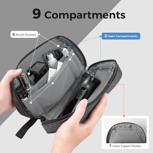 pack all Travel Toiletry Bag for Men, Hanging Dopp Kit, Water-Resistant Shaving Bag for Toiletries, Accessories (Dark Grey)