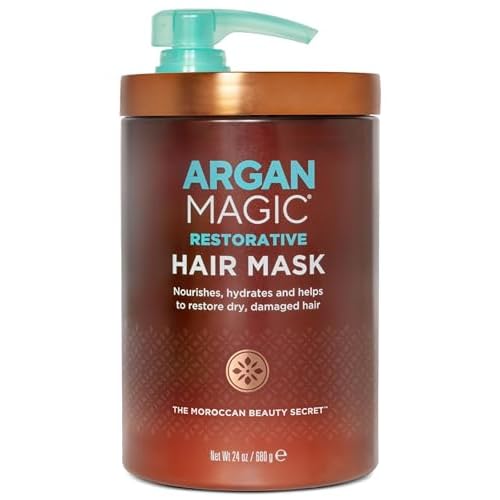 Argan Magic Restorative Hair Mask - Protein Rich Conditioning Hair Mask that Hydrates, Restores And Repairs Damaged Hair | Made in USA, Paraben Free, Cruelty Free (24 Oz)