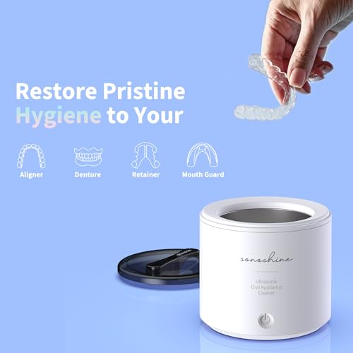 Ultrasonic Retainer Cleaner ? Auto-Adjust 39-48kHz Sonic Retainer Cleaner Machine for Aligner, NightGuard, Mouth Guard, Denture & More | Easy & Quiet