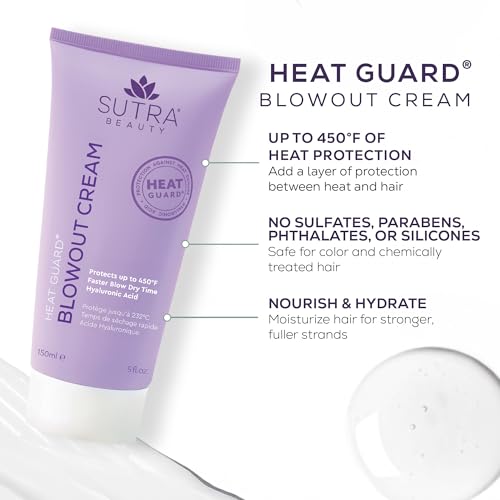 SUTRA Heat Guard Blowout Cream ? Hyaluronic Acid Heat Protectant up to 450?¡ÆF ? Lightweight Frizz?Control & Moisture for Smooth, Voluminous Blowouts ? Sulfate?, Paraben? & Phthalate?Free