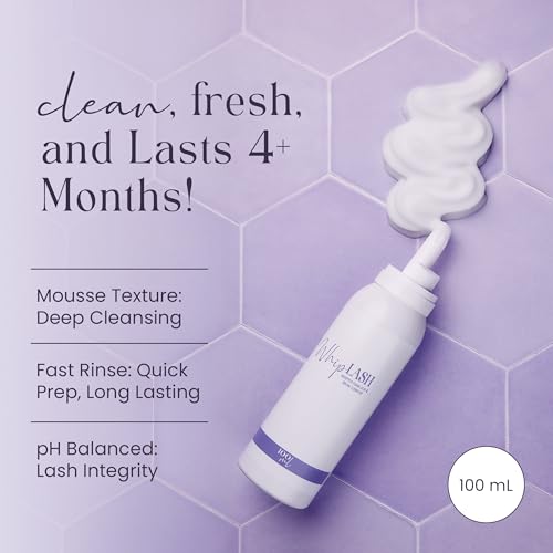 LivBay Whip Lash Foam Cleanser, Lash Bath for Eyelash Extensions, Mousse-Like Foam Cleanser for Extensions, Hydrating Eyelash Bath, Up to 200 Lash Baths, 100ml