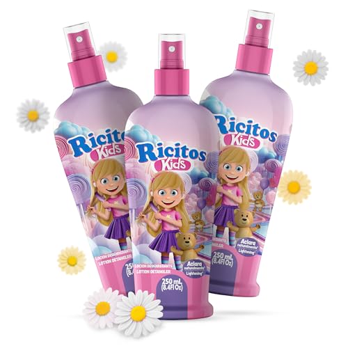 Grisi Ricitos Kids Manzanilla Lotion Detangling and Lightening with Chamomile Spray, Clear, 3-Pack of 8.4 FL Oz, 3 Spray Bottles (Previously Kids)