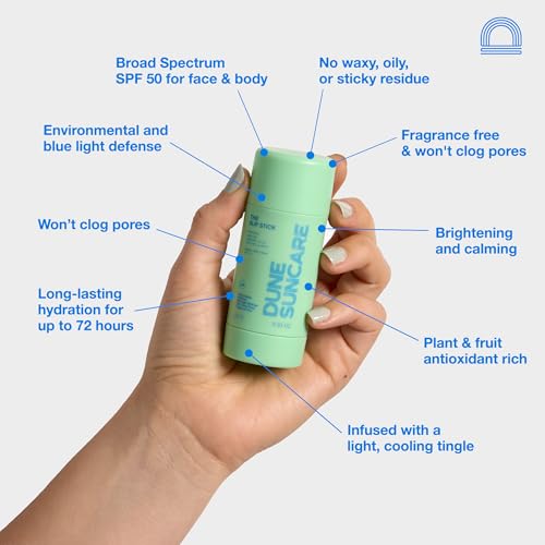 The Slip Stick SPF 50 Invisible Ultra Hydrating Cooling Sunscreen Stick ? Fragrance-Free, Clean-Chemical Sunscreen for Face & Body ? Vegan, Non-Greasy, Non-Waxy & No White Cast