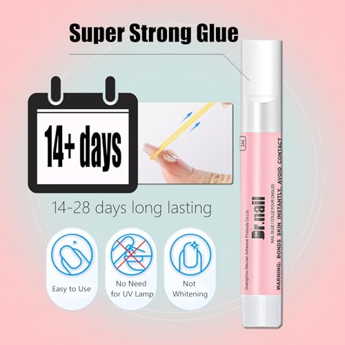 20 Pcs Nail Glue Set for Acrylic Press On Nails Tip Super Strong Glue for Fake Nails Professional Adhesive Super Bond Fast Drying Glues Long Lasting 0.07oz No Need for UV Lamp