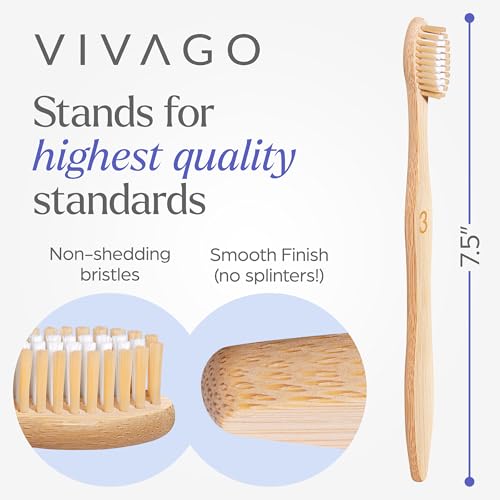 Bamboo Toothbrushes Medium Bristles 50 Pack - BPA Free Medium Bristles Toothbrushes for Adults - Eco-Friendly, Natural Wooden Toothbrush