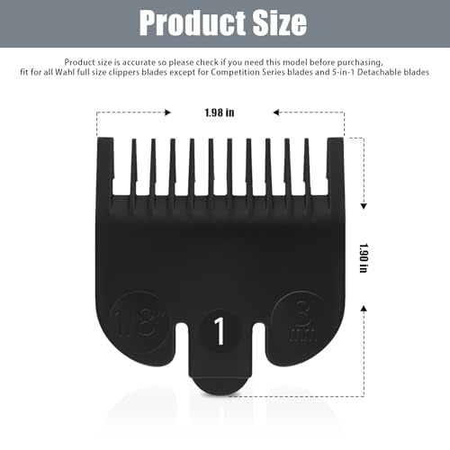 For Wahl #1 Guide Comb Attachment 1/8" (3.0 mm), Professional Clipper Guard Replacement for Wahl, Trimmer Guards set, Hair Cutting Guard Attachment 3114-001, Black (2 Pack)