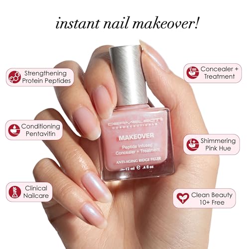 Dermelect Perfectly Polished Nail Rehab Kit ? Nail Concealer & Strengthener Duo with Peptides, Squalene & Optic Brighteners for Damaged Nails, Natural Pink Tint, Glossy Finish, 2-Piece Set