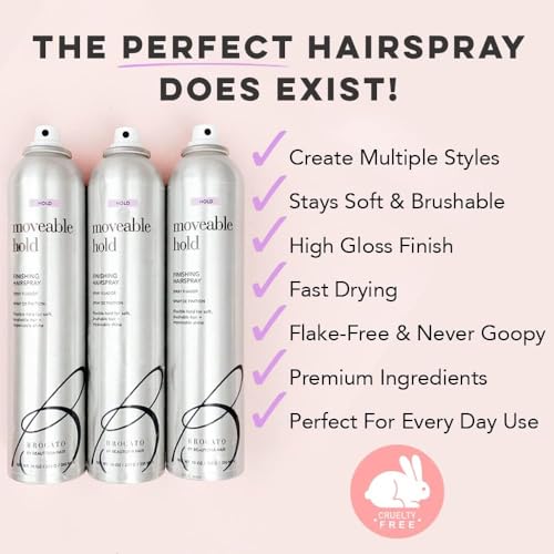 Brocato Moveable Hold Finishing Hairspray (50% VOC), 3 Pack, 10oz | Exceptional Control and Brilliant Finish | For All Hair Styles