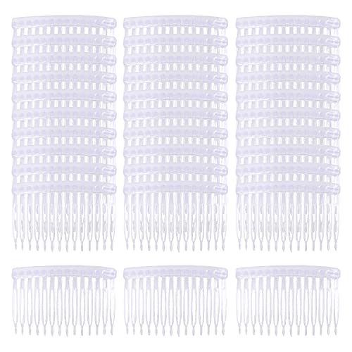 Cinaci 30 Pack Small Clear White Plastic Hair Side Combs Slide Bun Holder with 14 Teeth DIY Headpieces Thin Fine Hair Clips Grips French Twist Barrettes Accessories for Women Girls Wedding Brides Veil