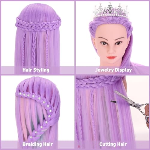 Mannequin Head, TopDirect 29" Hair Mannequin with Cosmetology Hair Doll Head to Practice on Styling Hairdressing Training Braiding with Clamp Holder & Tools for Women Girls