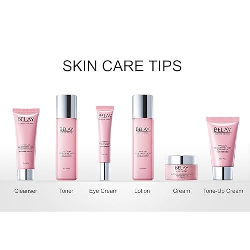 O'KADY 6-Piece Skincare Gift Set ? Avocado & Hyaluronic Acid Collection, Hydrating Cleanser, Toner, Creams & Tone-Up Base ? Daily Moisture Routine for All Skin Types, Holiday Gift for Women