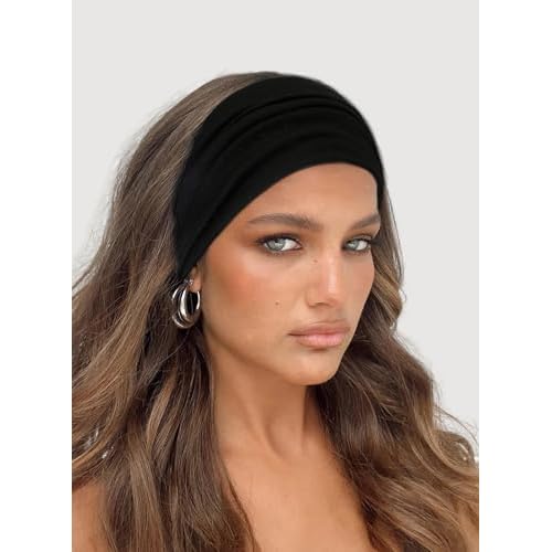 Wide Headbands for Women Black Stylish Head Wraps Multi Styles, Fashion Non Slip Head Bands for Women's Hair Thick Hairbands Extra Large African Sport Yoga Turban Headband Hair Accessories, 3 Packs