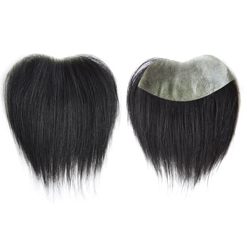Frontal Hairpiece for Men, Hair Extension Hairline Loss Straight Tape in Human Hair Toppers Replacement Toupee (Natural Black, 2.8"x6", 6")