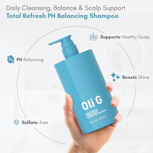 Oli G Total Refresh pH Balancing Shampoo ? Lightweight Daily Cleanser for All Hair Types ? With Marula Oil, Shea Butter & Quinoa Protein ? Hydrating, Anti-Frizz Formula ? 10.1 fl oz