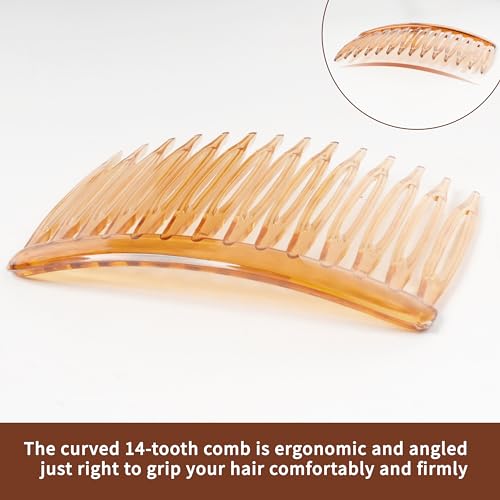 TaShow 24 PCS Hair Side Combs for Women Fine Thin Hair, 14 Teeth Decorative Hair Combs for Women Girls Bridal Wedding Veil,Wide, Black, Transparent, Light Coffee