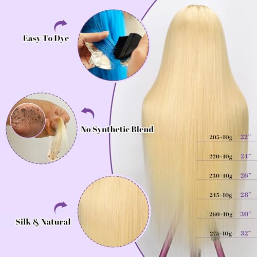 613 13x6 Lace Front Wig Human Hair 200 Density 30 Inch Straight 613 Blonde Wig Human Hair 13x6 200 Density HD Lace Front Wigs Human Hair Blonde Pre Plucked for Women