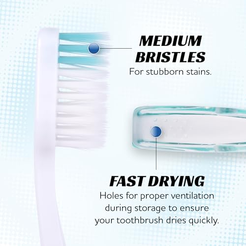 Lingito Travel Toothbrushes - Medium, Mini with Cover, Camping, Folding Travel Size, Adults Kit (4 Pack)