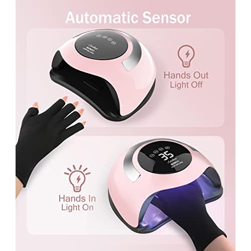 Easkep 120W UV Nail Lamp Kit - Gel Nails Dryer with UV Gloves