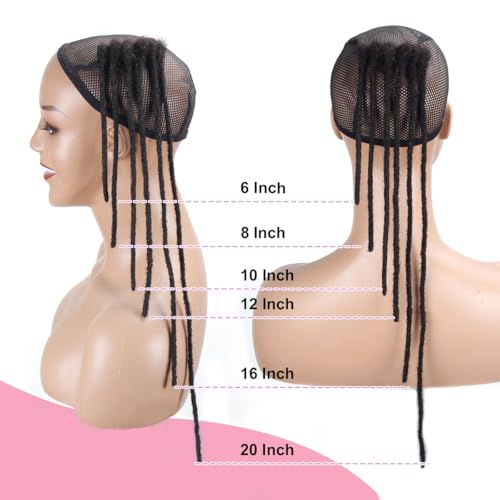 Loc Extensions Human Hair,20 Inch 0.6cm Pencle Size Dreadlock Extensions Human Hair for Women Men Full Handmade Permanent Dreads Locs(Natural Black 40 Strands)