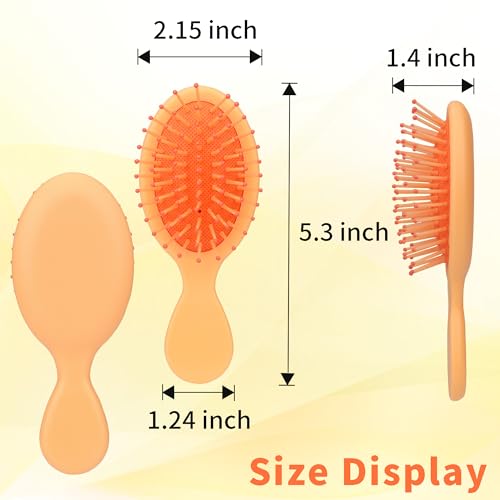 8 Pack Mini Soft Bristle Detangler Pocket Paddle Hair Brushes in 8 Colors for Men and Women - Travel-Friendly