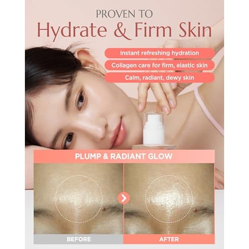 Apricot Collagen Gel Serum Mist - Korean Face Moisturizer French Patented with 8-Layer Hyaluronic Acid, Bakuchiol, Adenosine for Hydration Glow Firming Anti-Aging Spray, 3.38 fl.oz.