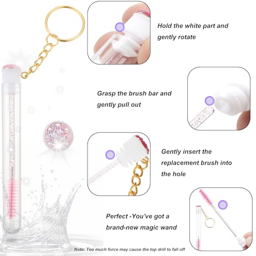 20 Pieces Disposable Mascara Wands Tubes Set Diamond Eyelash Brush Lash Wand Tube Brushes Makeup Tool Eyebrow Applicator Supplies(Pink)