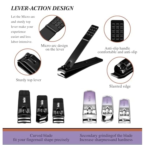 Toenail and Finger Nail Clippers Set: Separate Personal Nail Cutter Set for Men and Women, Travel Fingernail & Toe Nail Trimmer kit for Adult, Ideal for Wedding Gifts and Engagement Gifts for Couples