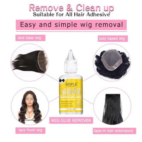 Wig Glue for Lace Front Wigs Lace Glue for Wig, Strong Hold Lace Glue for Lace Front Wig Lace Adhesive Hair Replacement with Remover, Wig Band, Hair Wax Stick, Edge Control Wig Installation Kit(10pcs)
