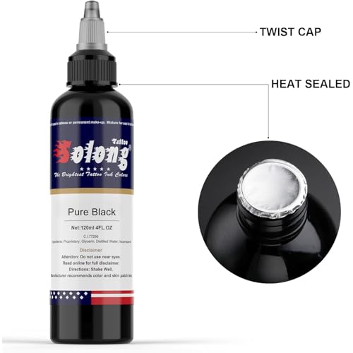 Tattoo Ink Black Tattoo Ink 3.4oz(100ml) Black Ink Tattoo for Shading and Lining Smooth Consistent Pigment Professional Tattoo Inks