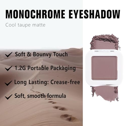 Kaely Taupe Single Eyeshadow Makeup, Blendable Neutral Powder Eye Shadow for Older Women, Lavender Plum Purple Mauve Matte Eyeshadow Palette for Green Eyes Pigmented Waterproof, sombras para ojos, 05