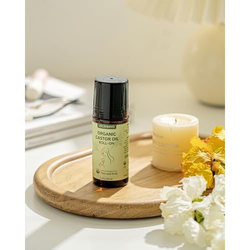 Castor Oil Roll on for Belly, Face, Body, Under Eyes ?Certified Organic, Cold Pressed, Hexane Free, Unrefined ? Glass Bottle Pure Roller Ball Castor Oil to Moisturize Skin - 1.7 fl. oz Large Size