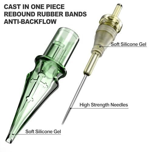Tattoo Needles,Solong Pro 20Pcs Disposable Tattoo Cartridge Needles 1005 Round Liner X-Taper Needle Cartridges(1005RL) EN01S-20-1005RL-X